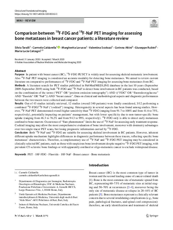 (PDF) Comparison between 18F-FDG and 18F-NaF PET imaging for assessing ...