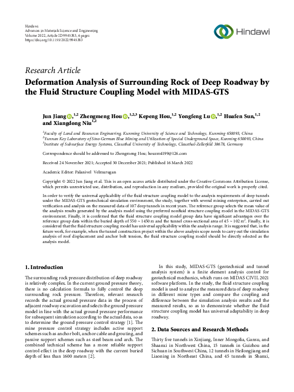 (PDF) Deformation Analysis of Surrounding Rock of Deep Roadway by the ...