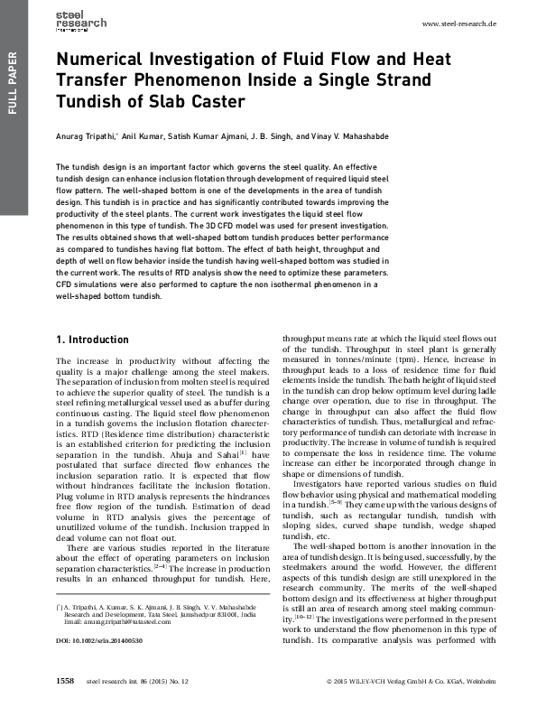 (PDF) Numerical Investigation of Fluid Flow and Heat Transfer ...