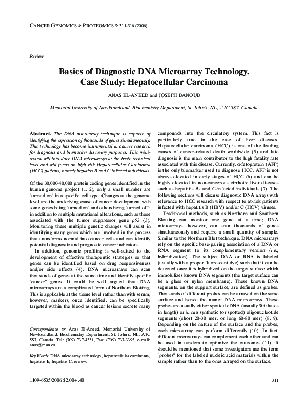 (PDF) Basics of Diagnostic DNA Microarray Technology. Case Study ...
