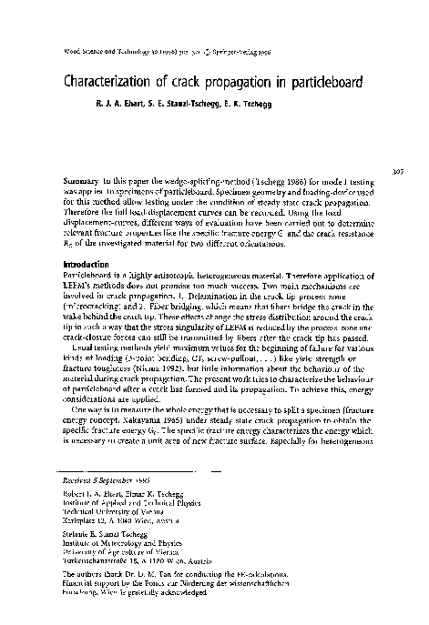 (PDF) Characterization of crack propagation in particleboard