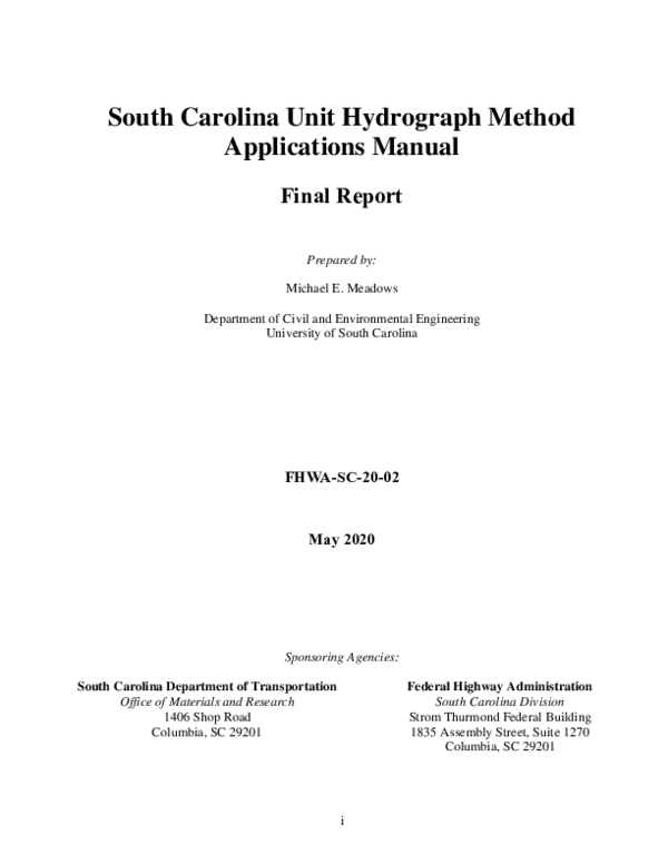 (PDF) South Carolina Unit Hydrograph Method Applications Manual User’s ...