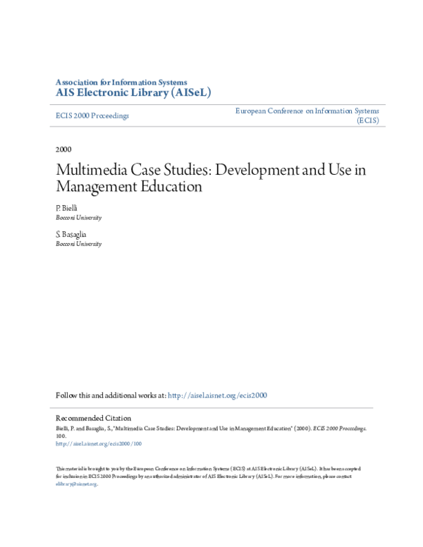 (PDF) Multimedia Case Studies: Development and Use in Management Education
