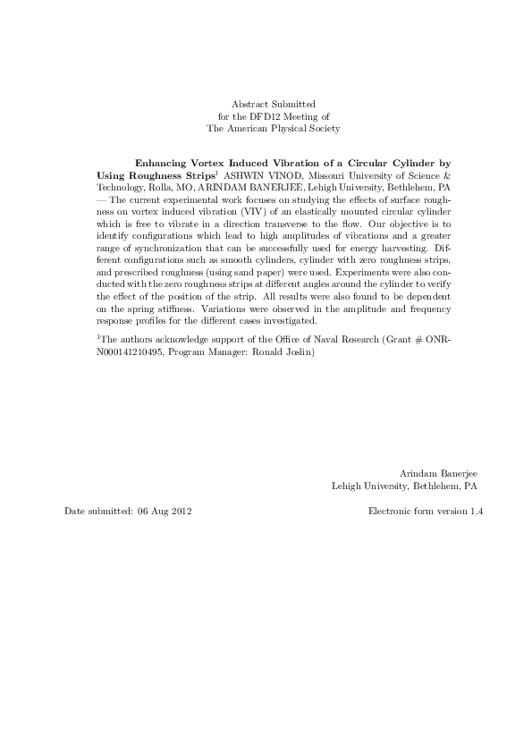 (PDF) Enhancing Vortex Induced Vibration of a Circular Cylinder by ...
