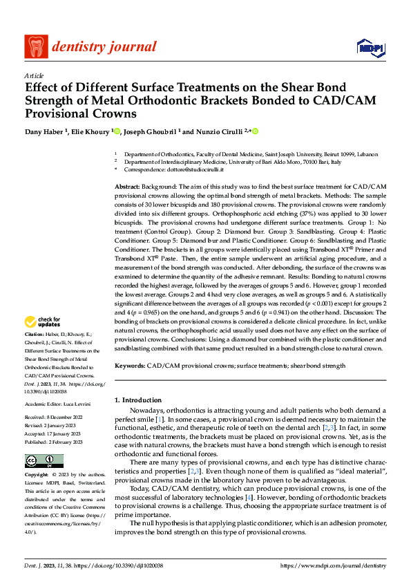 (PDF) Effect of Different Surface Treatments on the Shear Bond Strength ...