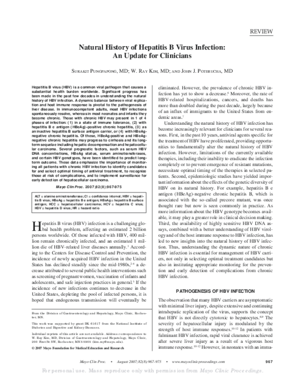 (PDF) Natural History of Hepatitis B Virus Infection: An Update for ...