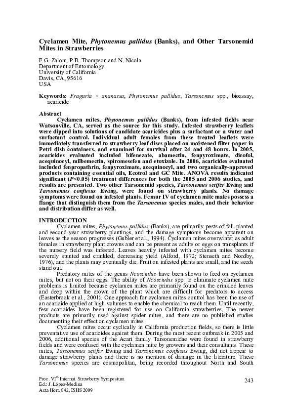 (PDF) Cyclamen Mite, Phytonemus Pallidus (Banks), and Other Tarsonemid ...