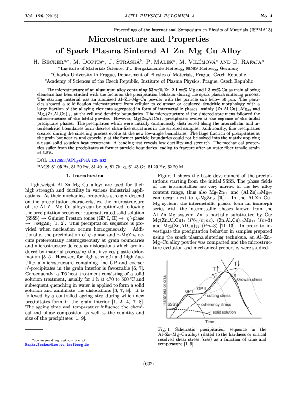 (PDF) Microstructure and Properties of Spark Plasma Sintered Al-Zn-Mg ...