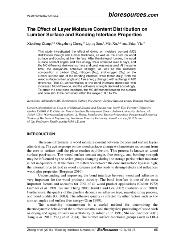 (PDF) The Effect of Layer Moisture Content Distribution on Lumber ...