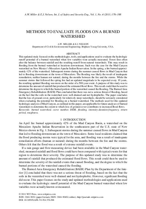 (PDF) Methods to evaluate floods on a burned watershed