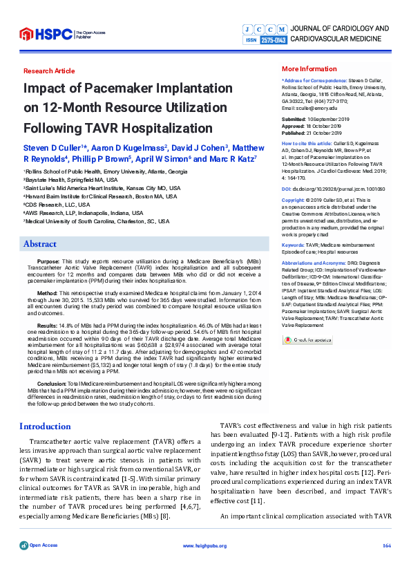 (PDF) Tavr with and Without Pacemaker Implantation During the Index ...