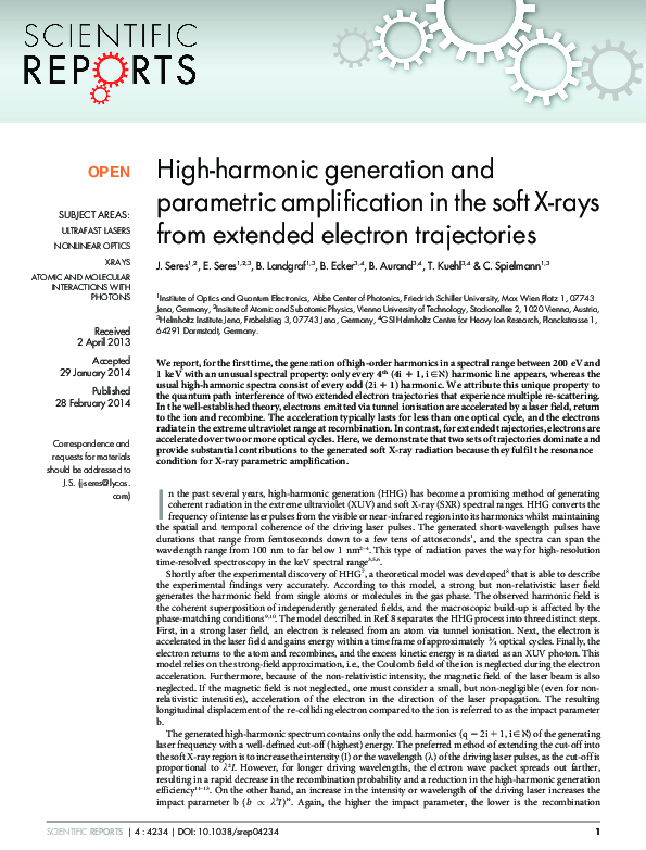 (PDF) High-harmonic generation and parametric amplification in the soft ...