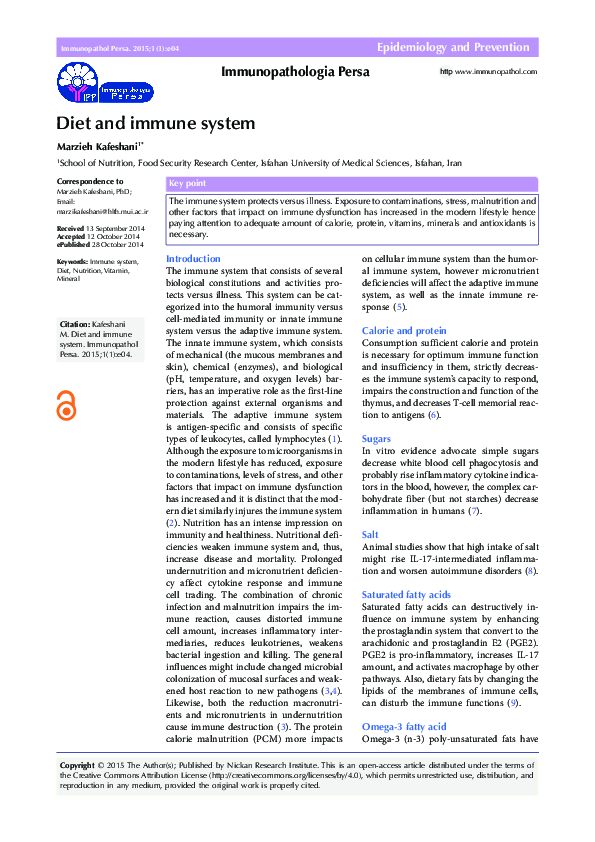 (PDF) Diet and immune system