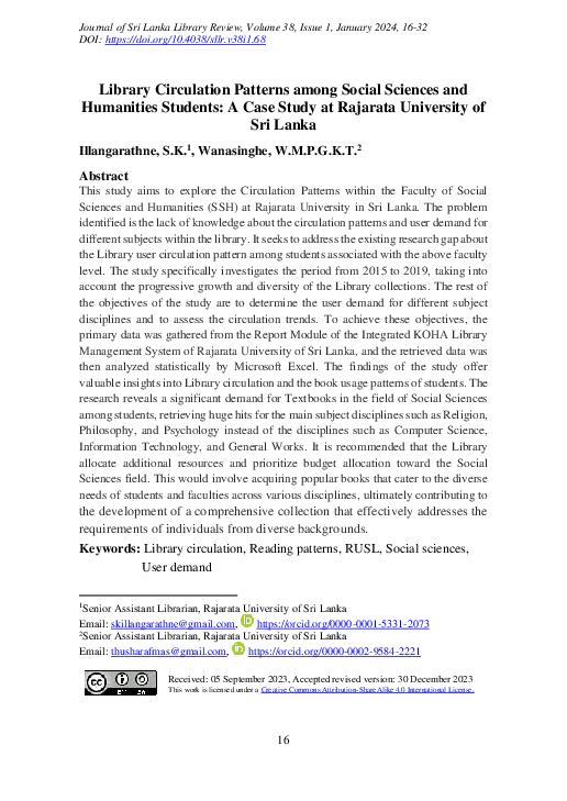(PDF) Library Circulation Patterns among Social Sciences and Humanities ...