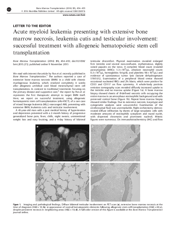 (PDF) Acute myeloid leukemia presenting with extensive bone marrow ...