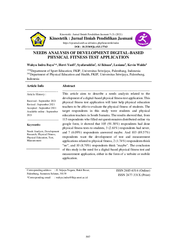 (PDF) Needs Analysis of Development Digital-Based Physical Fitness Test ...
