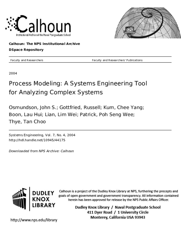 (PDF) Process modeling: A systems engineering tool for analyzing ...