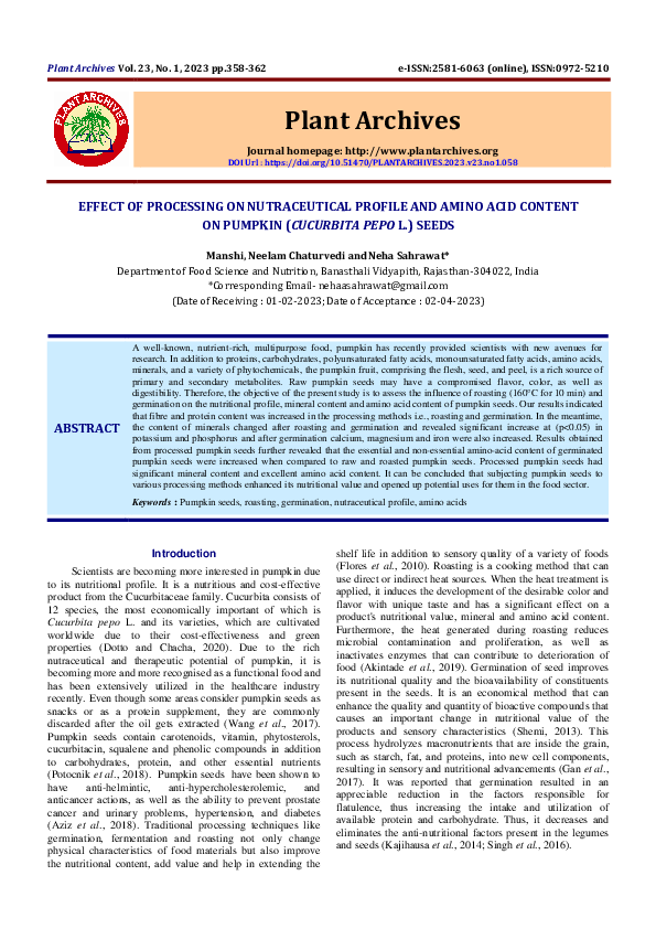 (PDF) Effect of Processing on Nutraceutical Profile and Amino Acid ...