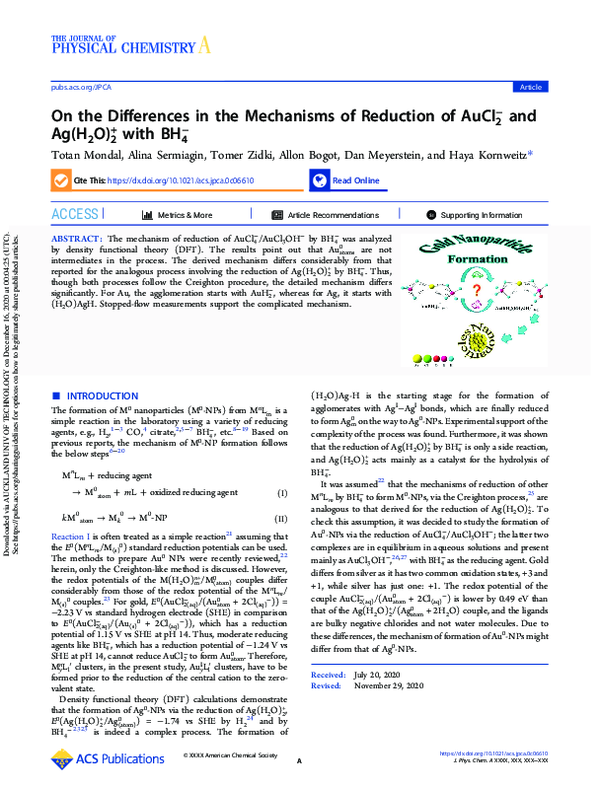 (PDF) On the Differences in the Mechanisms of Reduction of AuCl2 and Ag ...