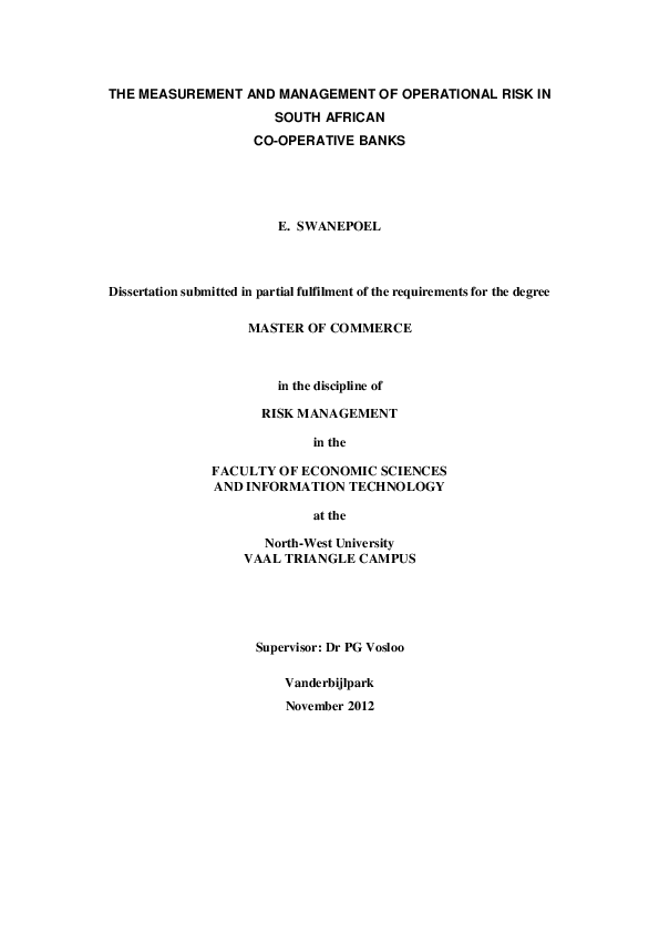 (PDF) The Measurement and Management of Operational Risk in South ...