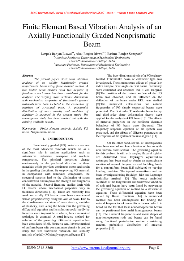 (PDF) Finite Element Based Vibration Analysis of an Axially ...