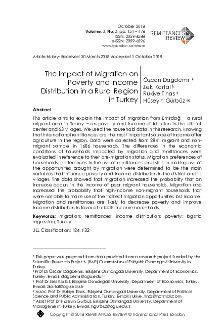 (PDF) The Impact of Migration on Poverty and Income Distribution in a ...
