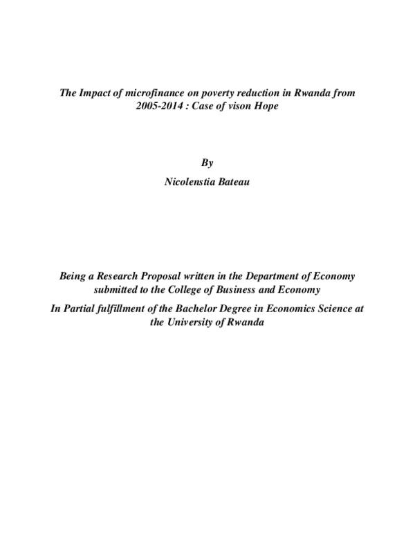 (PDF) The Impact of microfinance on poverty reduction in Rwanda from ...