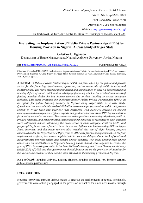 (PDF) Evaluating the Implementation of Public-Private Partnerships ...