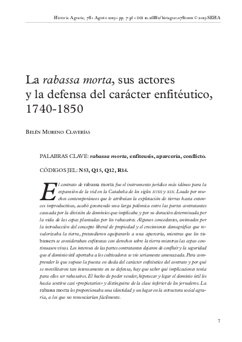 (PDF) La «rabassa morta», sus actores y la defensa del carácter ...