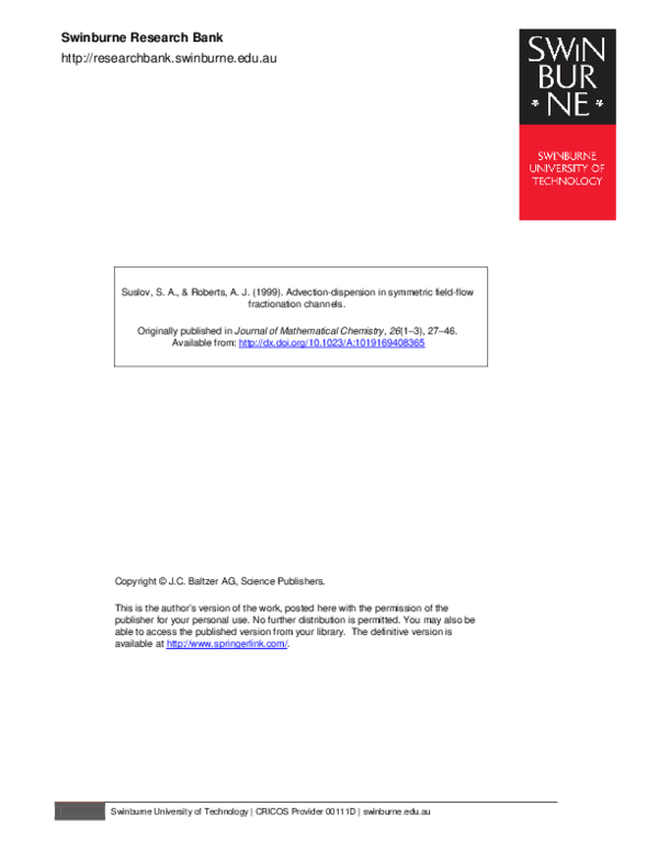 (PDF) Modeling of Sample Dynamics in Rectangular Asymmetrical Flow ...