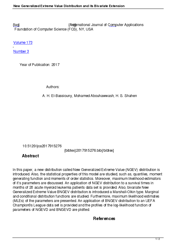 (PDF) New Generalized Extreme Value Distribution and its Bivariate ...