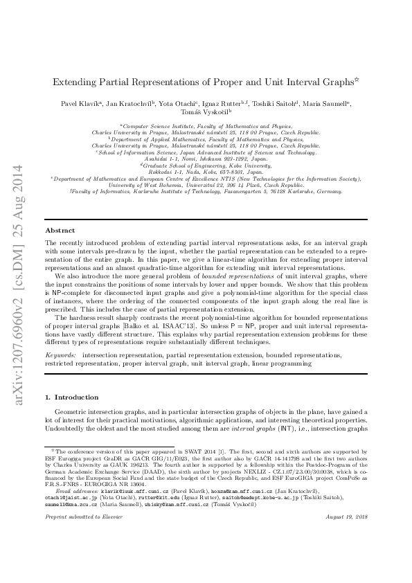 (PDF) Extending Partial Representations of Proper and Unit Interval Graphs