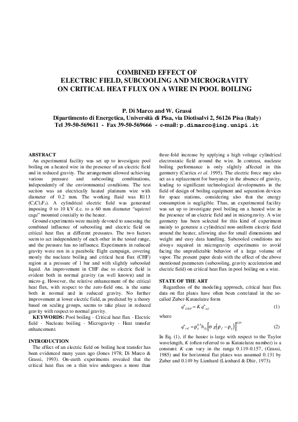 (PDF) Combined Effect of Electric Field, Subcooling and Microgravity on ...