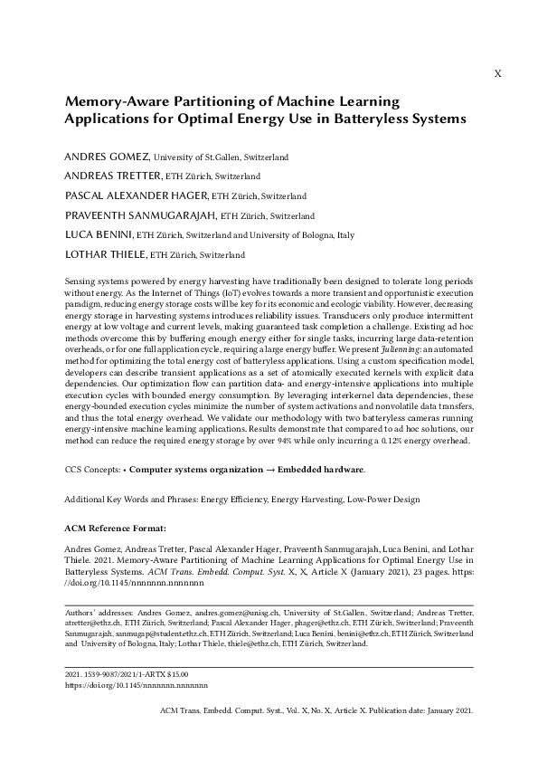 (PDF) Memory-Aware Partitioning of Machine Learning Applications for ...