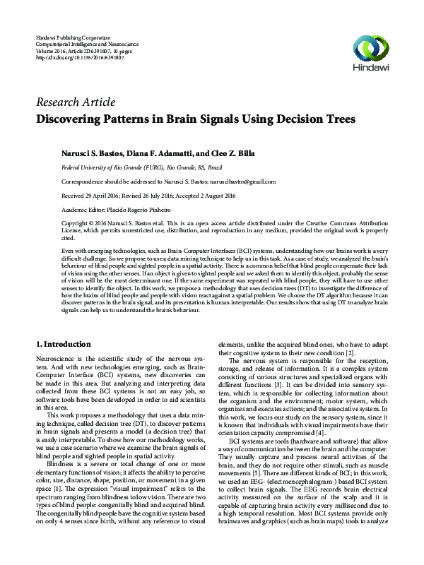 (PDF) Discovering Patterns in Brain Signals Using Decision Trees