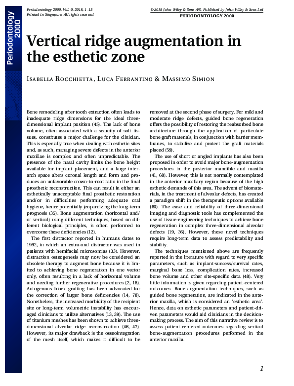 (PDF) Vertical ridge augmentation in the esthetic zone