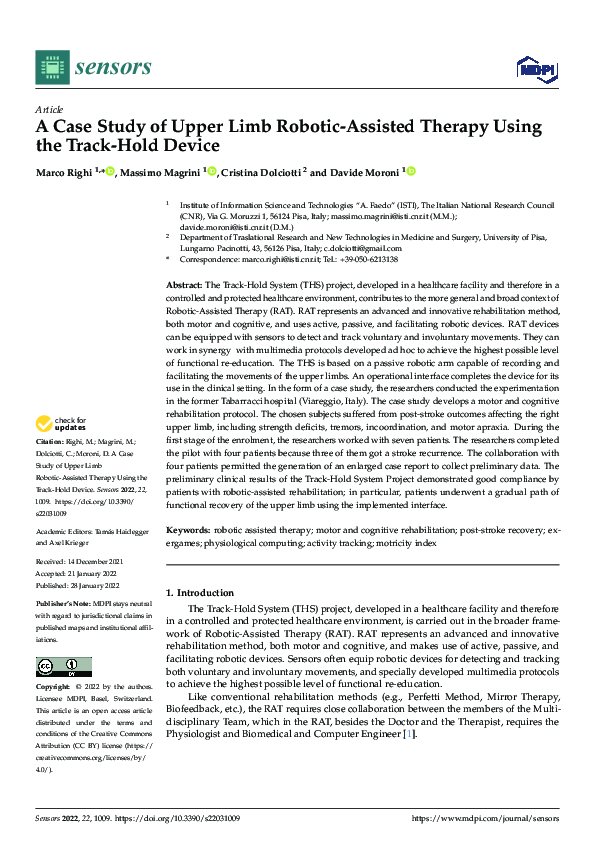 (PDF) A Case Study of Upper Limb Robotic-Assisted Therapy Using the ...