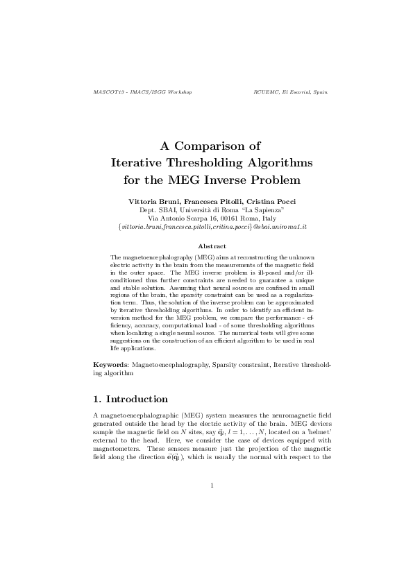 (PDF) A Comparison of Iterative Thresholding Algorithms for the MEG ...