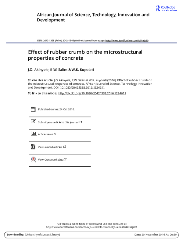 (PDF) Effect of rubber crumb on the microstructural properties of concrete