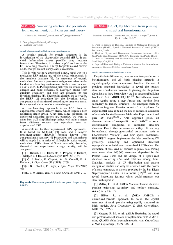 (PDF) Comparing electrostatic potentials from experiment, point charges ...