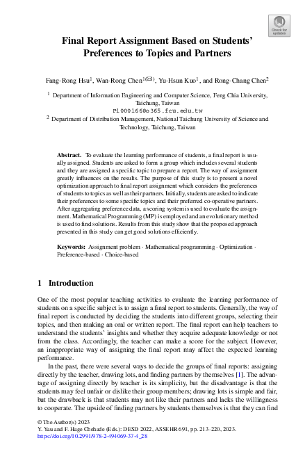 (PDF) Final Report Assignment Based on Students’ Preferences to Topics ...