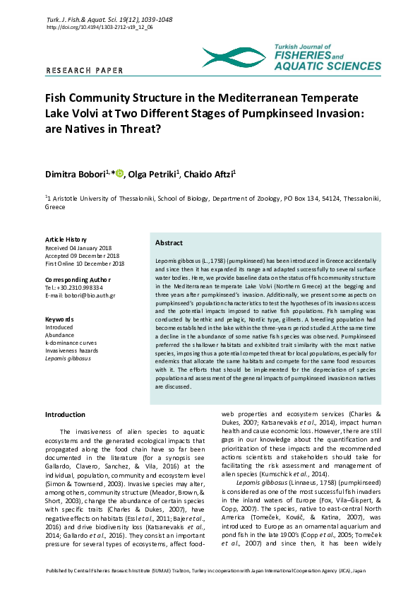 (PDF) Fish community structure in the Mediterranean temperate Lake ...