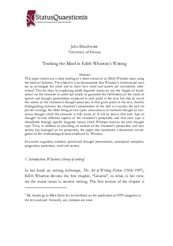 (PDF) Tracking the Mind in Edith Wharton’s Writing