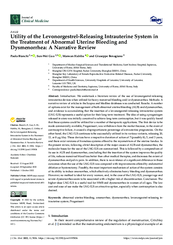 (PDF) Utility of the Levonorgestrel-Releasing Intrauterine System in ...