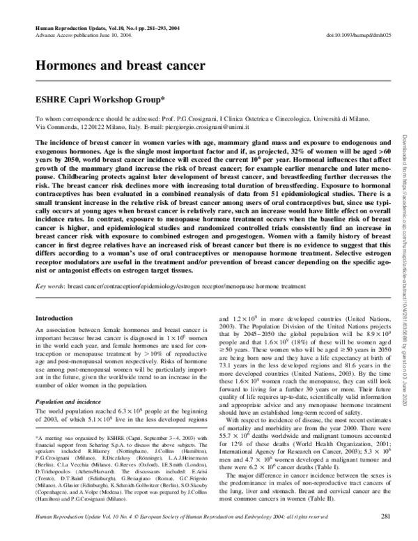 (PDF) Hormones and breast cancer