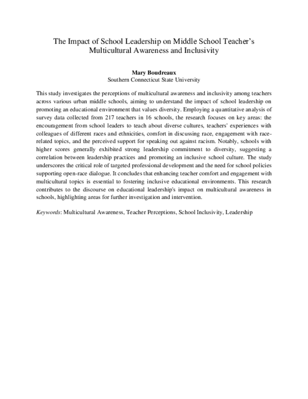 (PDF) The Impact of School Leadership on Middle School Teacher's ...
