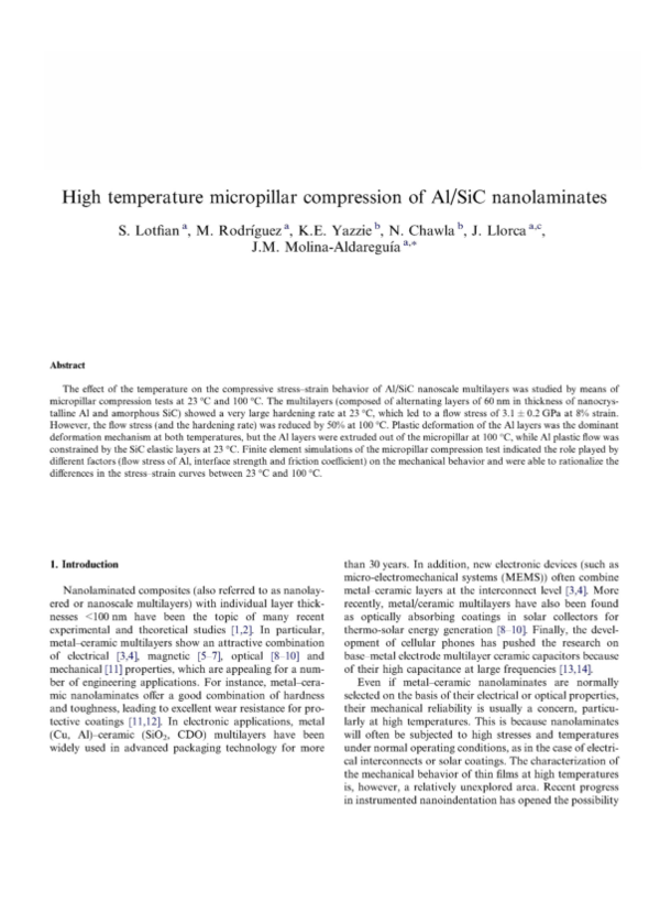 (PDF) High temperature micropillar compression of Al/SiC nanolaminates