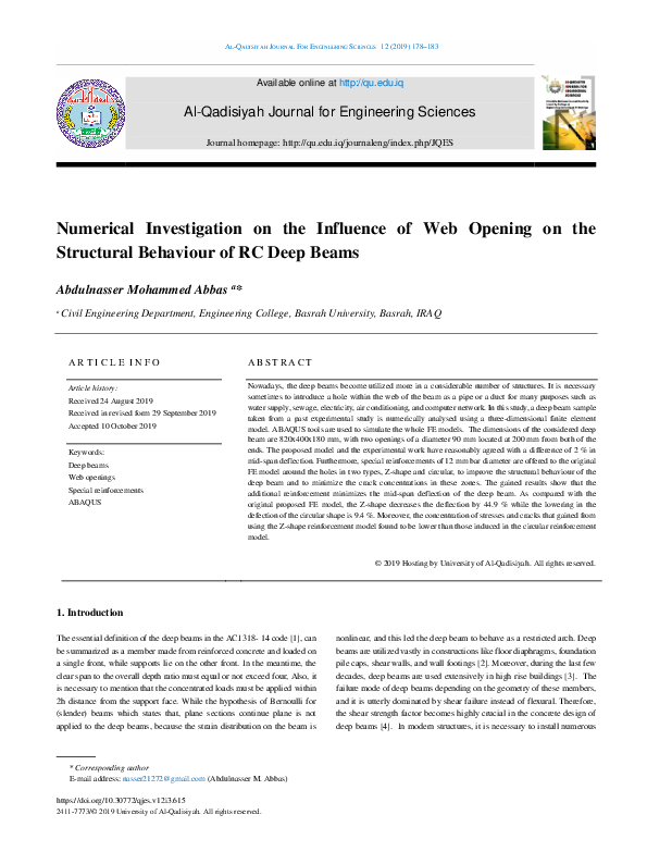 (PDF) Numerical Investigation on the Influence of Web Opening on the ...