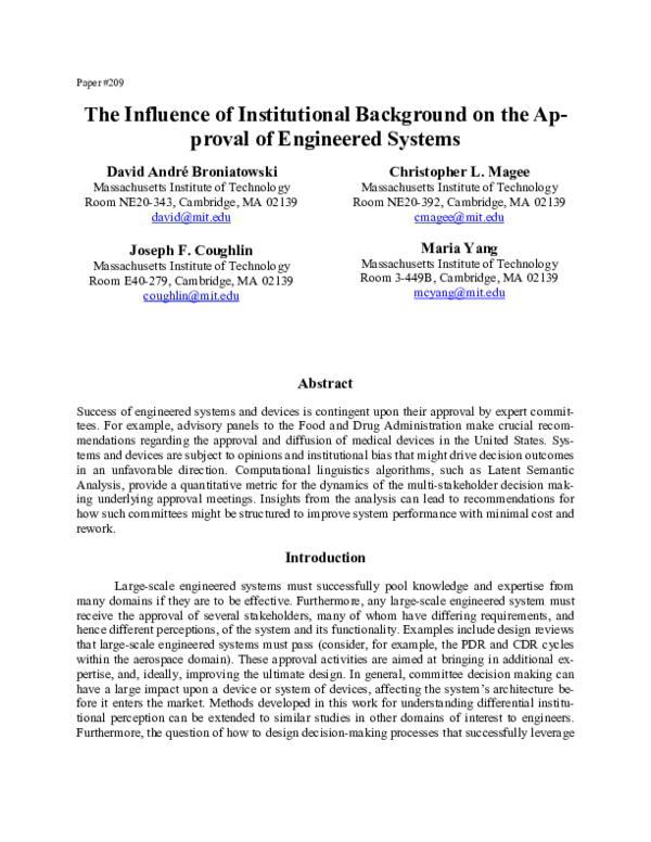 (PDF) The Influence of Institutional Background on the Ap- proval of ...