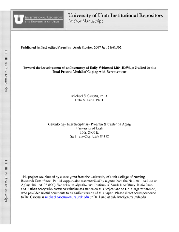 PDF) Toward the Development of an Inventory of Daily Widowed Life (IDWL): Guided by the Dual Process Model of Coping with Bereavement | Dale Lund - Academia.edu pdf-toward-the-development-of-an-inventory-of-daily-widowed-life-idwl-guided-by-the-dual-process-model-of-coping-with-bereavement-dale-lund-academia-edu